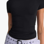 Abardsion Women's Casual Basic Going Out Crop Tops Slim Fit Short Sleeve Crew Neck Tight T Shirts