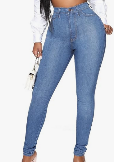 KUNMI Women Classic High Waisted Skinny Stretch Butt Lifting Jeans Slim Fit Denim Pants (Copy)
