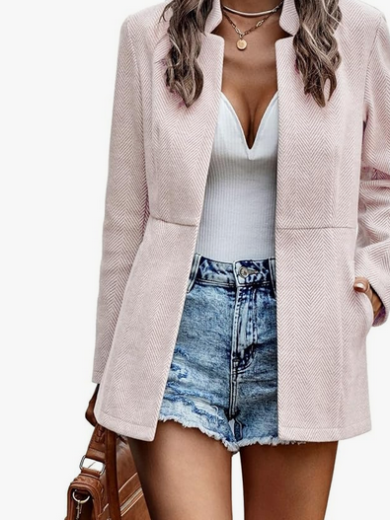 Chouyatou Women's Casual Business Open Front Long Sleeve Notch Lapel Office Blazer Jacket