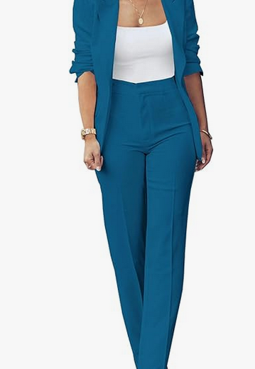 Women Fall Fashion 2 Piece Blazer Sets Open Front Blazers and Slim Fit Pants Suits Set