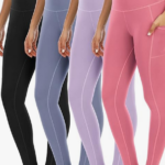 YOUNGCHARM 4 Pack Leggings with Pockets for Women,High Waist Tummy Control Workout Yoga Pants