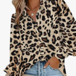 Zeagoo Womens Shirts Button Down Printed Lantern Long Sleeve Blouse Fashion Casual Tops 2024