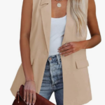 Cicy Bell Women's Sleeveless Blazer Vest Casual Open Front Single Button Summer Jacket with Pockets