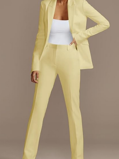 Women Fall Fashion 2 Piece Blazer Sets Open Front Blazers and Slim Fit Pants Suits Set