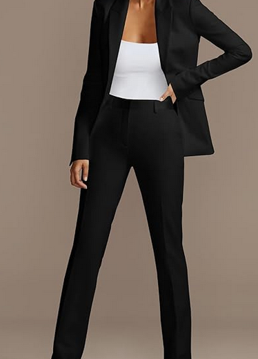 Women Fall Fashion 2 Piece Blazer Sets Open Front Blazers and Slim Fit Pants Suits Set